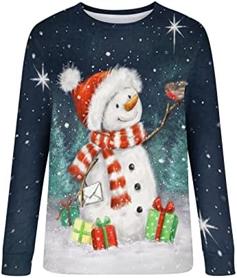 Božić pulover dukserica za žene Plus Size slatka snjegović Gnome Print Casual Baggy Dugi rukav jesen vrhovi Shirt poklon