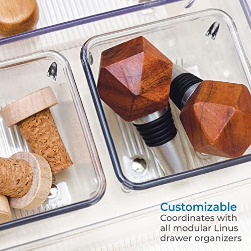 iDesign Plastic fioka Organizator za kupatilo, ispraznost, kuhinja ladice, kolekcije Linus – Set 2, 3 x 3 x 2, jasno