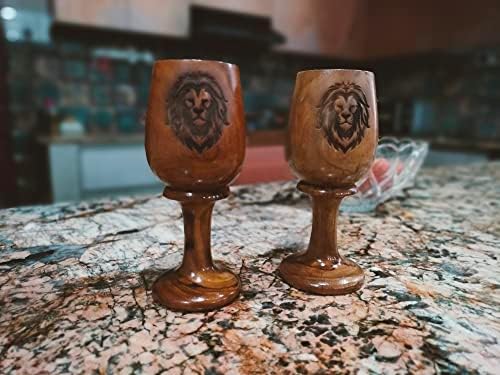 Vintage Viking drinking Antique Brown Lion Logo pivo pehar prirodno drvo vino pehar za pehar Početna & Kuhinjski dekor rustikalno