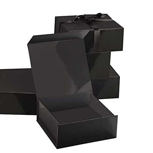 Ljubičasta Q Crafts mala crna tvrda Poklon kutija sa magnetnim poklopcem za zatvaranje 4 x 4 x 1.6 kvadratne Favor kutije sa crnim