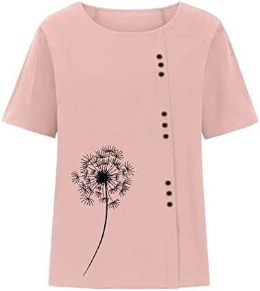 Žene 2023 ljetne bluze casual crewneck majice kratki rukav majica majica maslačak grafički tee labava bluza
