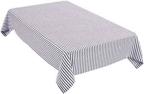 Cackleberry Početna Mornarica Plava i bijela Ticke Stripe tkani pamuk Tkanina stolnjak, 60 x 84 ovalni