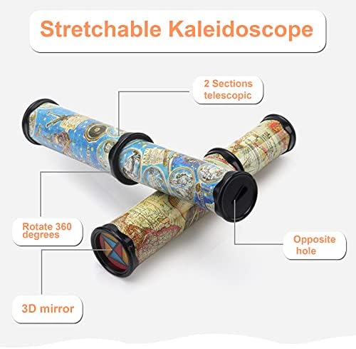 Xuyyicao 2 kom Magic kaleidoskop, klasični svjetski kaleidoskop, rastezljiva igračka kaleidoskopa za dječake i djevojke poklone, studente,