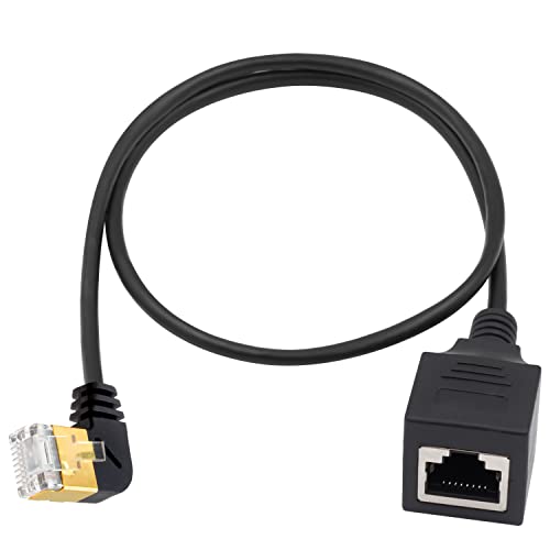Duttek Cat8 Ethernet produžni kabel, 90 stupnjeva RJ45 kabel priključka, ekstremna tanka LAN mreža desni kut muški do ženskog kabla
