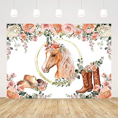 SENDY 10x7ft konj pozadina Zapadni Cowgirl rođendan Baby tuš party dekoracije zalihe sedlo se Bday Banner Farm Pink Blush Floral Gold