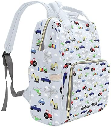 Grandkli Boy Transport Car Airplane Personalizirana ruksaka za pelena s imenom, prilagođena torba za torbu za putokaz dnevna devojka