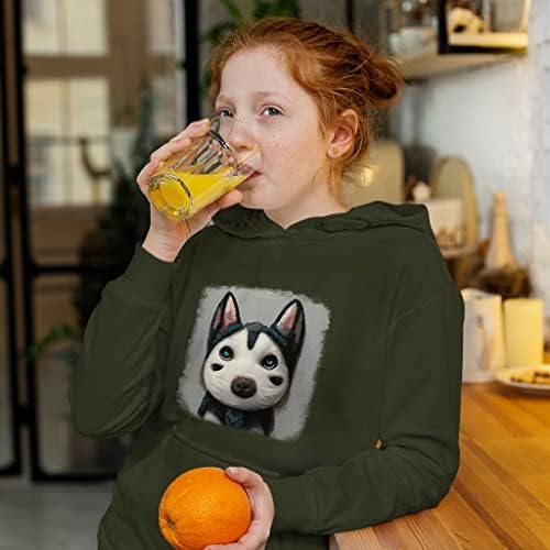 Crtani Husky Kids 'spužva Fleece Hoodie - Dog dizajna Dječja kapuljača - Sibirski Husky Hoodie za djecu