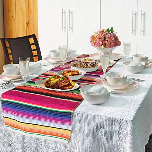 Fowecelt Meksički trkač stola Serape 14 x 84 inča za dekoracije vjenčanja za meksičke zabave vanjski Piknici trpezarijski stol, rub