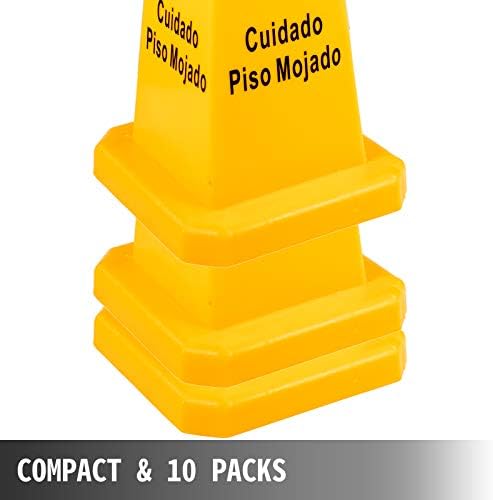 VEVOR 10 paket podni sigurnosni konus, 26 inčni Žuti oprez mokri podni znak, 4 strani podni mokri znak, javna sigurnost mokri podni