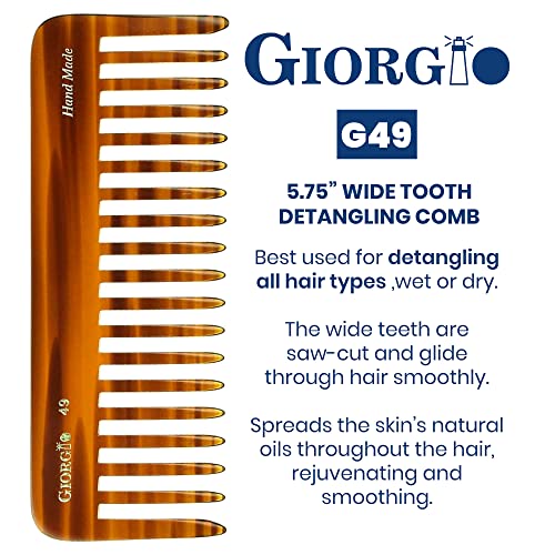 Giorgio G49 veliki češalj za raspetljavanje kose od 5,75 inča, široki zubi za gustu kovrčavu valovitu kosu. Češalj za raspetljavanje