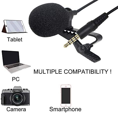 Gintooyun Lavalier Mikrofon, klip na mikrofonu, profesionalni omnidirekcioni rever Mini Mic kompatibilan sa PC/MacBook pametnim telefonima