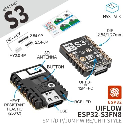 MakerFocus 2kom M5STACK M5Stamp ESP32S3 modul ESP32-S3fn8 programabilna Razvojna ploča WiFi Bluetooth Dual Mode IoT razvojni komplet