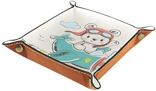 Sklopivi Rolling Dice igre Tray koža Square nakit ladice & gledati, ključ, novčić, Candy Storage Box Cute Bear Cartoon