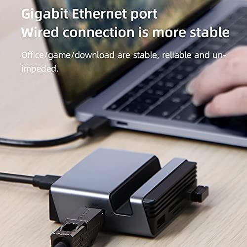 Sxyltnx USB C Hub Type-C priključna stanica Type-C do 4K HDMI-kompatibilni PD SD/TF čitač kartica RJ45 stalak za držač telefona