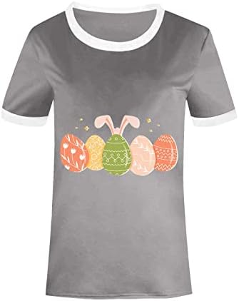 2023 Camiseta Estampado Pascua Camisetas de Manga Corta Cuello Redondo Camisetas Verano Blusa Holgada Moda Ropa