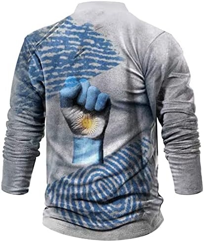Muškarci 3D digitalni štand od pulover ovratnika Tors Ležerne prilike Ležerne prilike 6 gumb V rect Thirt Loose Vintage Dukserirt