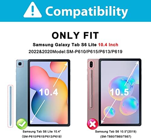 Batyue Samsung Galaxy Tab S6 Lite Case 10,4 inča 2022/2020; Zaštitni hrapavi poklopac sa držačem olovke, okretnom postoljem od 360