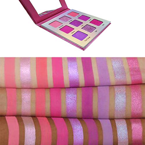 Ymh BEAUTE visoko pigmentirana paleta sjenila, 9 neonskih ružičastih mat svjetlucavih paleta sjenila za oči palete za šminkanje dugotrajne