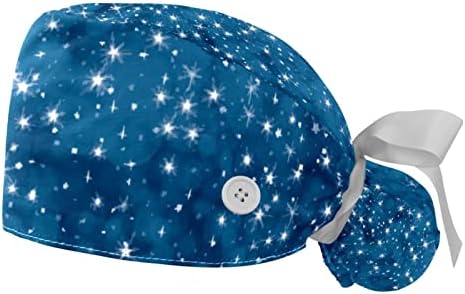 2 komada zvjezdanog neba plave podesive radne kape s gumbom, staračkim kapicom sa duksevima