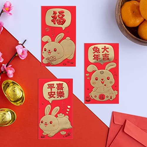 YARNOW 36kom ukras novac uzorak crtani Zlatni zeko papir poklon godina za zec Bao Hongbao džepovi torbe Kineski Party Zodiac dekorativna