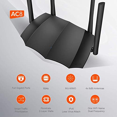 Tenda AC1200 Dual Band Gigabit Smart WiFi Router, 5GHz high Speed Wireless Internet Router, MU-MIMO, Beamforming, pokrivenost dugog