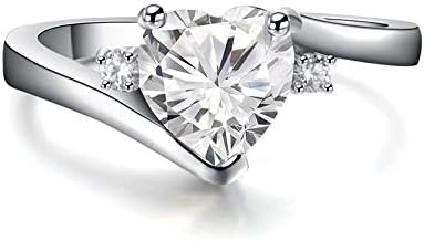 10 Boja Safir U Obliku Srca Vjenčanje Obećanje Prsten Bijelo Zlato Nakit Size6-11