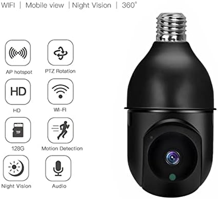 Byikun E27 kamera, HD 1080p kamere za kućnu sigurnost, bežični WiFi kućna kamera 360 ° infracrveni noćni vid Mobilni monitor za monitor, dvosmjerni govorni poziv, prijenosni fotoaparat za kućne ljubimce za kućne ljubimce