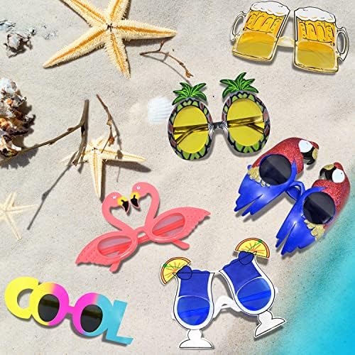 DINESIL 9 pari Luau Party sunčanih naočara, tropska Dress Up Photo Booth rekvizite smiješne havajske naočare, zabavne ljetne dječje zabave, dekoracija potrepština za zabavu na plaži za odrasle