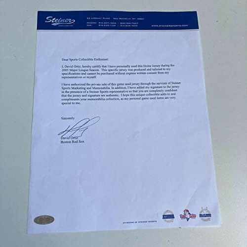 David Ortiz potpisao potvrdu o autentičnosti za igru ​​Rabljeni dres Steiner Holo - MLB autogradna igra rabljeni dresovi