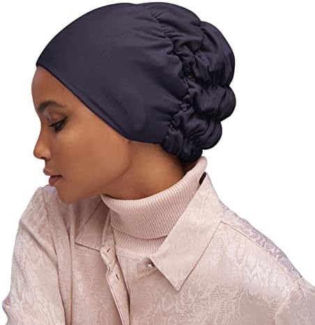 Ženski reverzibilni podesivi šešir s pletenicom od perli muslimanska kapa s volanima od raka kapa za spavanje kape saten cm Punk šešir