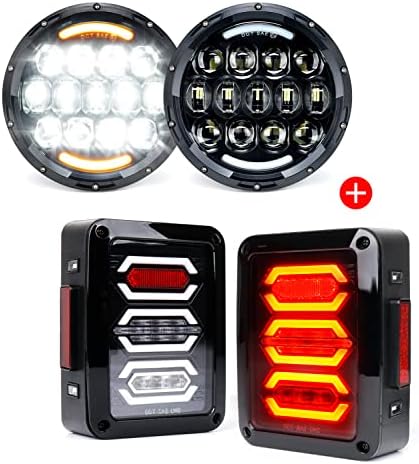 Xprite 105W LED farovi sa Hi / Lo snopom i prozirnim objektivima crvena LED zadnja svjetla kompatibilna sa 2007-2018 Jeep Wrangler