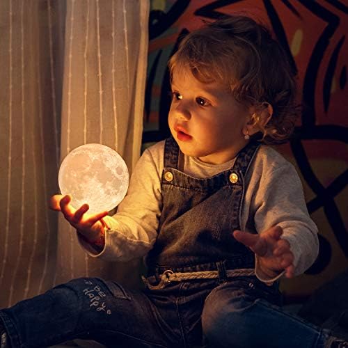 Mind-Glowing Mini Moon Lamp-kancelarija, dekor sobe - 3d dečije noćno svetlo , 2 boje, keramičko postolje za ruke - jedinstveni rođendanski