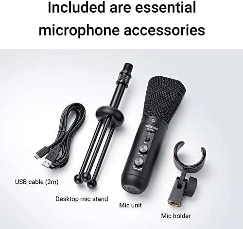 Tascam TM-250U USB kondenzatorski mikrofon za Podcasting, konferencije, snimanje računara i Online Audio