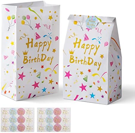 Hurroor Happy Birthday Party Bagers, KRAFT papir Goodie torbe bombonske torbe za poklon torbe liječe torbe za dobrone torbe, rođendanski