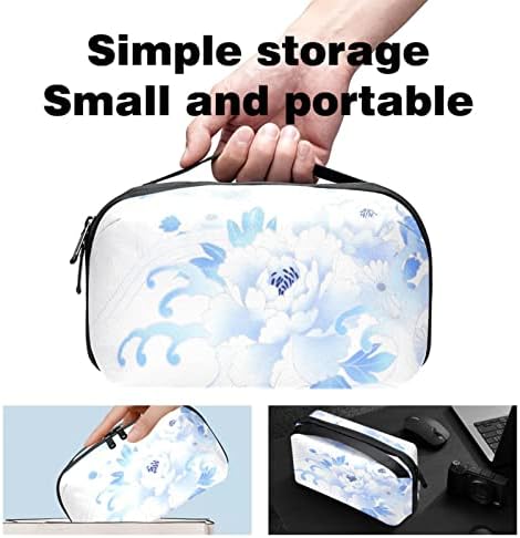 Toaletska torba za putne torba, vodena kozmetička torba otporna na kozmetičku torbu za dodatnu opremu, plavi retro cvjetni japanski