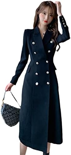 HSQIBAOER Elegantna kancelarija Ženska dugački jaknski kaput Jednostavno dvostruko grudi Slim Retro Formalno Mujer odijelo Windbreaker