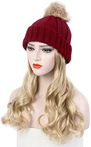 Kupite modu evropski i američki ženski šešir za kosu jedan crveni pleteni šešir perika duga kovrdžava Zlatna perika i šešir jedan