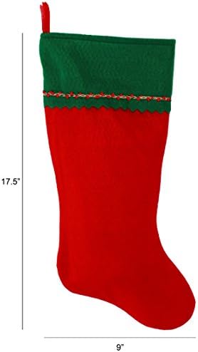 Monogramirani me vezeni početni božićni čarapa, zeleni i crveni filc, početni z