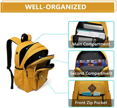Ruksak za muškarce i žene, Chasechic Waterpresistanca laganih ruksaka 15-in laptop fakultetski putni torbe, žuti