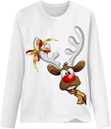 Qtthzzr božićne dukseve za žene Xmas dukserice Crewneck Funny Genie tiskane majice za jelenje