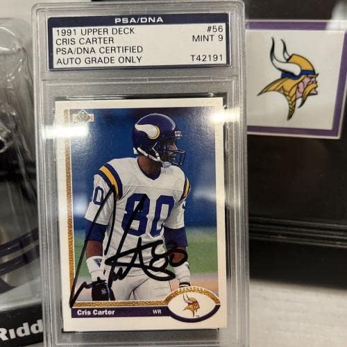 Cris Carter Minnesota Vikings HOF potpisan Lot Mini kaciga PSA kartica Auto mediji - autograme NFL kacige