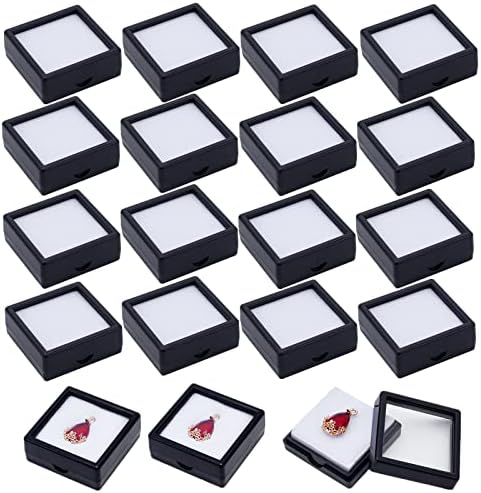 BENECREAT 24kom crna kutija za prikaz dragog kamenja posuda za nakit sa prozirnim gornjim poklopcima 1, 5x1, 5x0, 7 za dragulje, nakit,