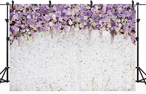Riyidecor lavanda Bijela cvjetna svadbena tuš pozadina poliesterska tkanina svijetlo ljubičasta cvijet jorgovana vjenčanje 7wx5h noge