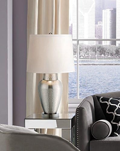 Rupert Moderna stolna lampa 25 Visoko brušeni nikl od vaze Bijela lanena sinusna nijansa za sobu za spavaću sobu dnevna soba Kuća