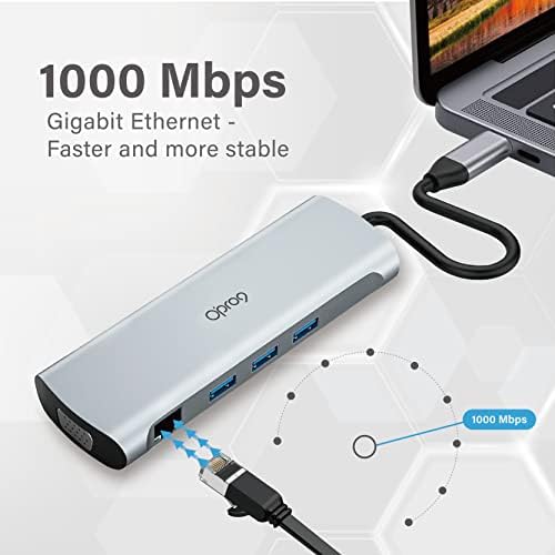 OPR9 10-in-1 USB C priključna stanica CDUAL 4K HDMI / 1080p VGA adapter za 2 monitora, USB 3.0, PD 100W, Gigabit Ethernet, SD / TF