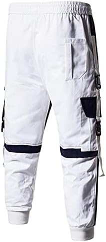 Valseel Muške hlače Trendy Color Patchwork Multi-Pocket Crckstring Elastic Waistbelt Sportske Casual Corset pantalone