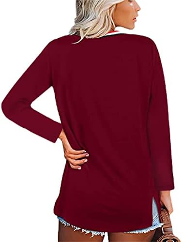 Dgkaxiyahm ženske ploče s prugastom ploče s dugim rukavima, dugih rukava jesen ugodno opušteno ublaženo pulover casual labav čvrsta