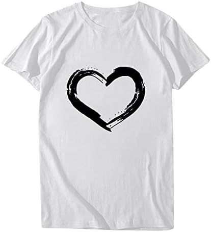 Odjeća s kratkim rukavima Pamuk Crew Crt Heart Love Graphic Lounge bluza majica za ženske padajuće ljetne košulje WY WY