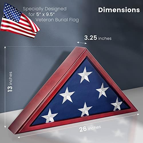 Staklena prednja zastava za zastava za hlađenje zastava - zid montiran 9,5 x 5 stopa okvir zastava za američku veteransku zastavu