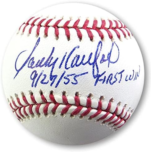 Sandy Koufax potpisao je autogramirani bejzbol Dodgers 27.9.55 Prvi pobjeda JSA BB59193 - AUTOGREMENA BASEBALLS
